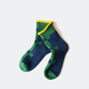 fluffy socks（もこもこソックス）LATTICE navy FEEL MY FOOT STEPS