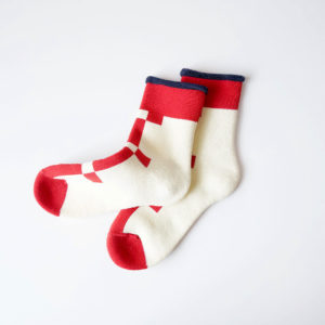 fluffy socks（もこもこソックス）LATTICE cream white FEEL MY FOOT STEPS