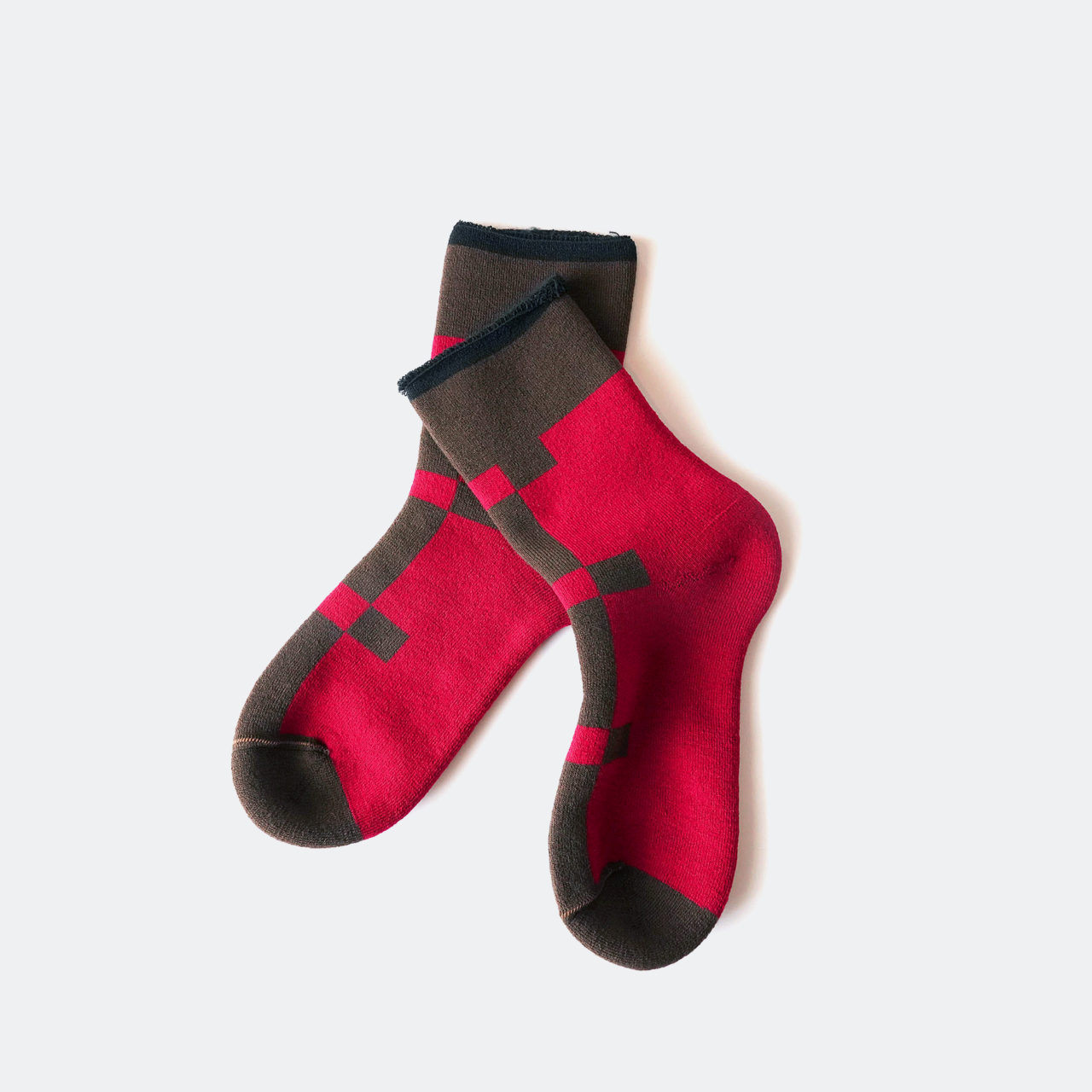 fluffy socks(もこもこソックス)LATTICE red FEEL MY FOOT STEPS