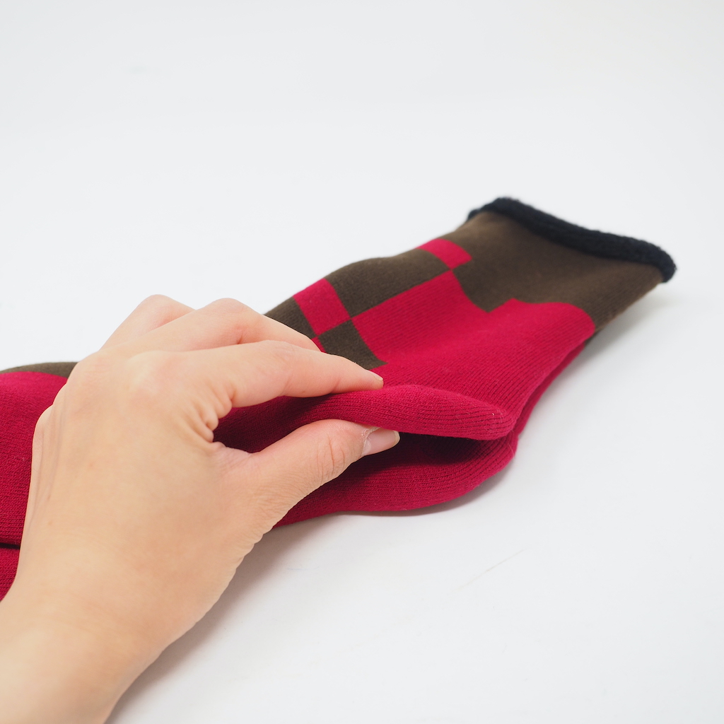fluffy socks(もこもこソックス)LATTICE red FEEL MY FOOT STEPS