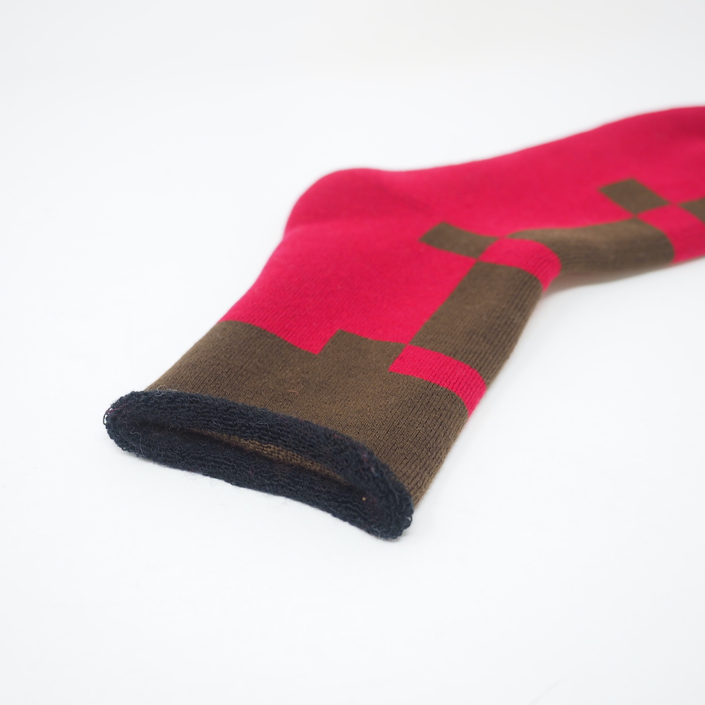 fluffy socks(もこもこソックス)LATTICE red FEEL MY FOOT STEPS