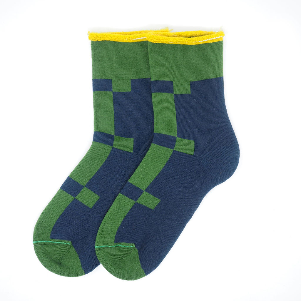 fluffy socks(もこもこソックス)LATTICE navy FEEL MY FOOT STEPS