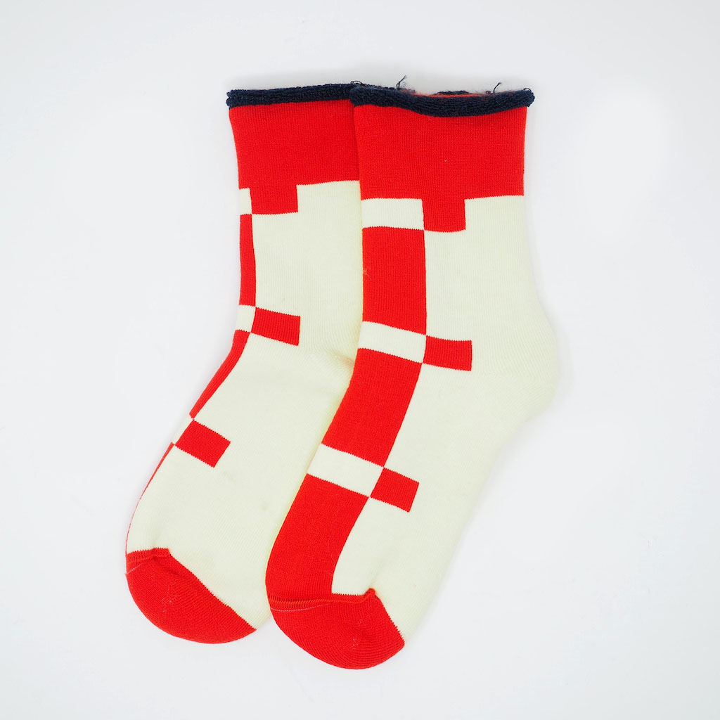 fluffy socks（もこもこソックス）LATTICE cream white FEEL MY FOOT STEPS
