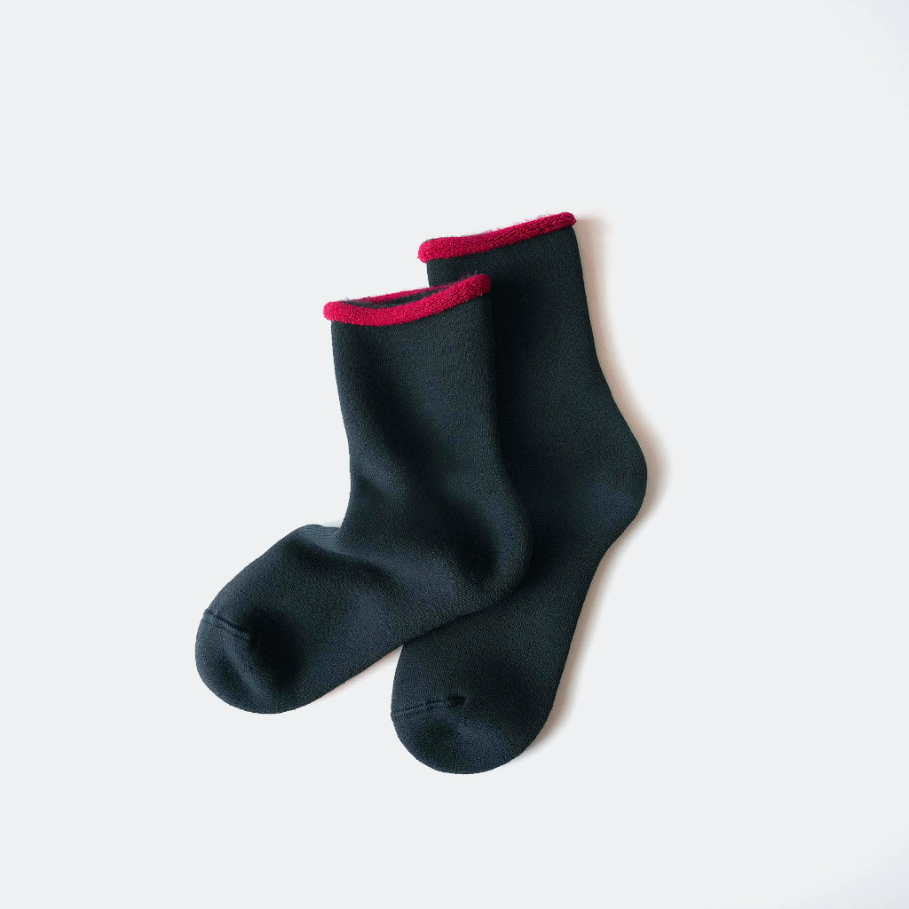 fluffy socks SIMPLE black FEEL MY FOOT STEPS もこもこソックス フィンランド製
