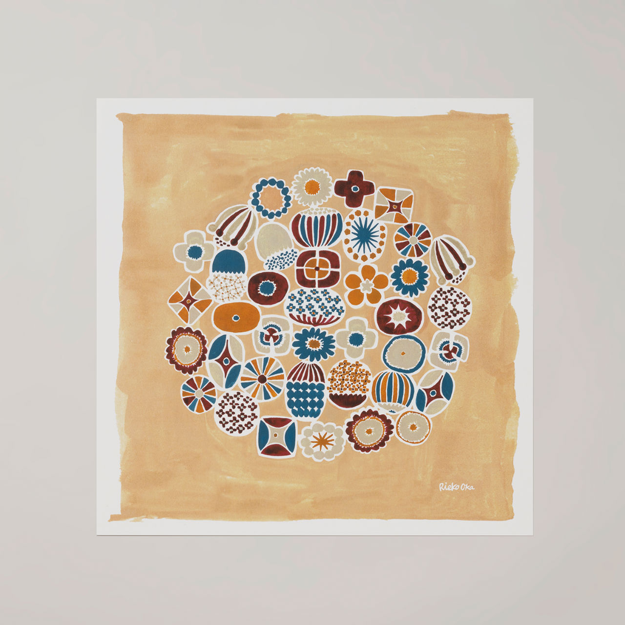 20×20cm 30×30cm FLOWERS（フラワーズ）apricot アート ポスター 岡理恵子 a good view
