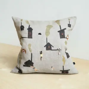 Fine Little Day クッションカバー SAUNA 刺繍＆プリント 45ｘ45ｃｍ