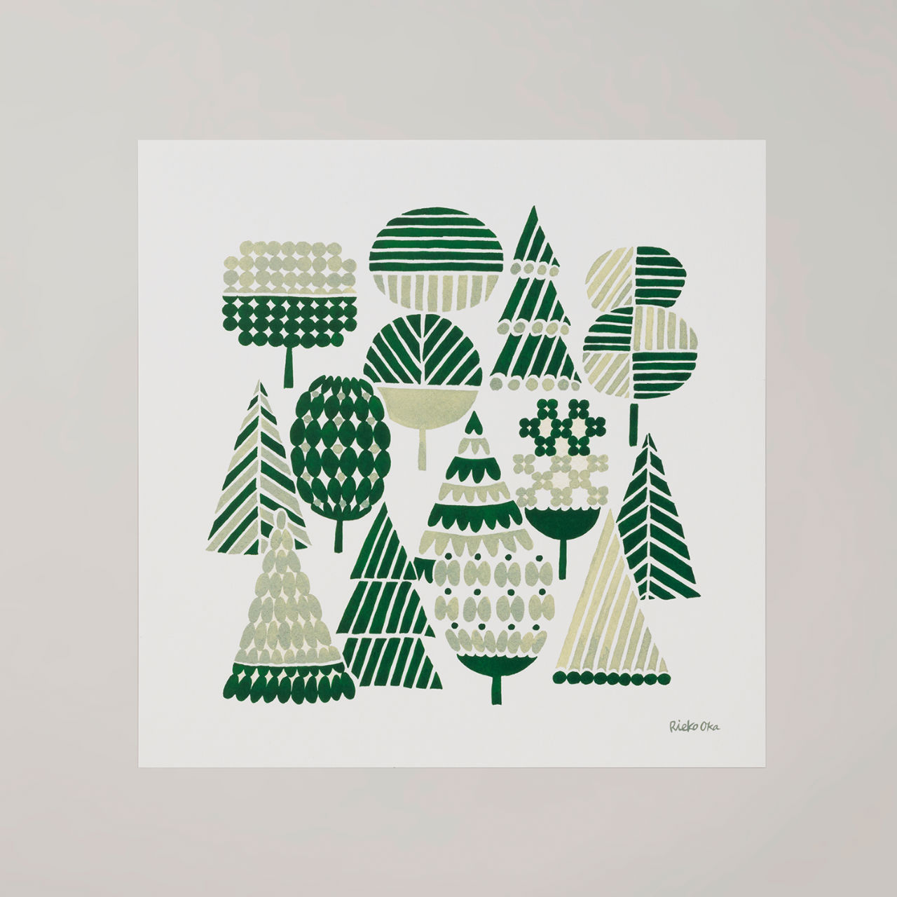 20×20cm 30×30cm WOODS green アートポスター 岡理恵子 a good view