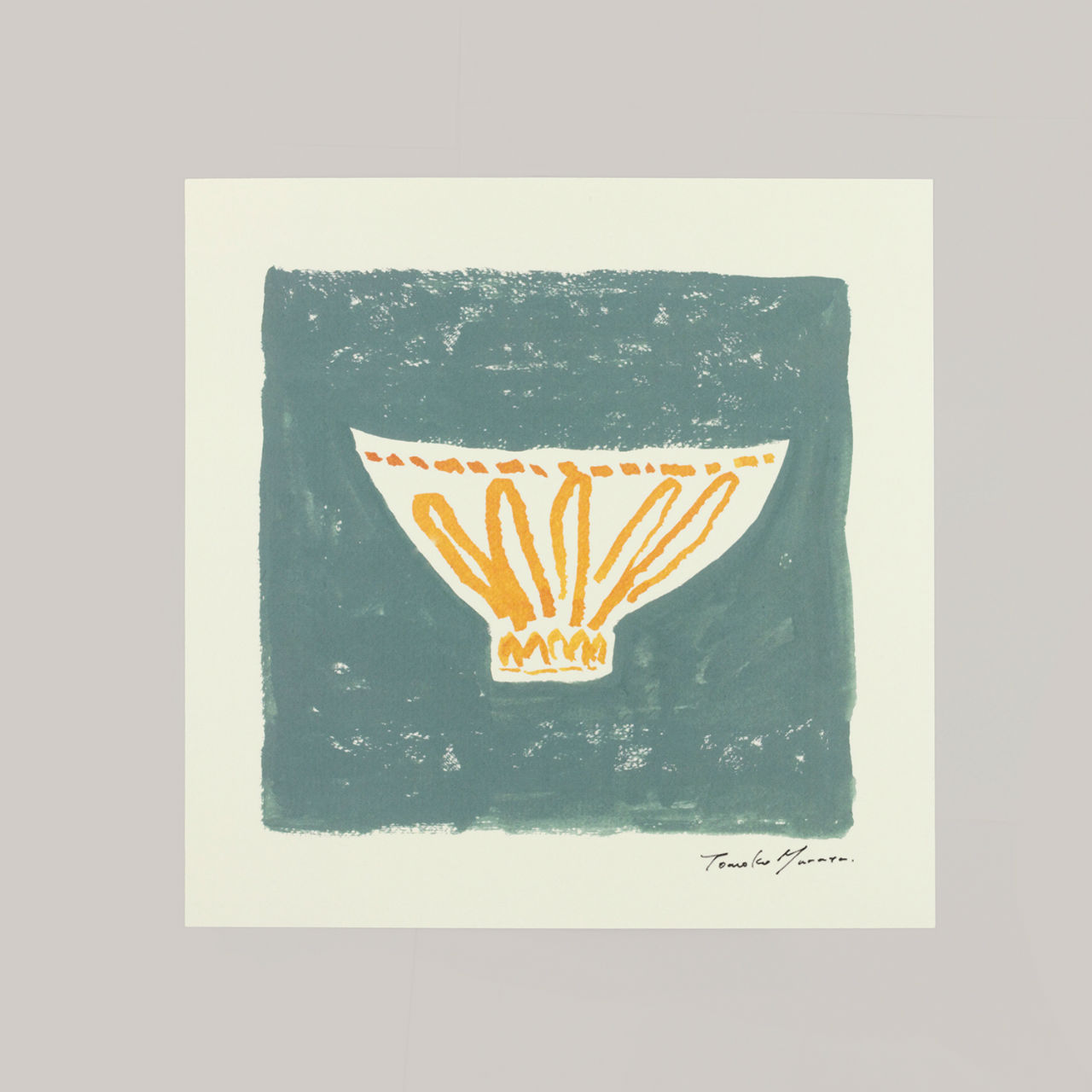 cafe au lait bowl blue アートポスター 20×20cm ムラタトモコ a good view