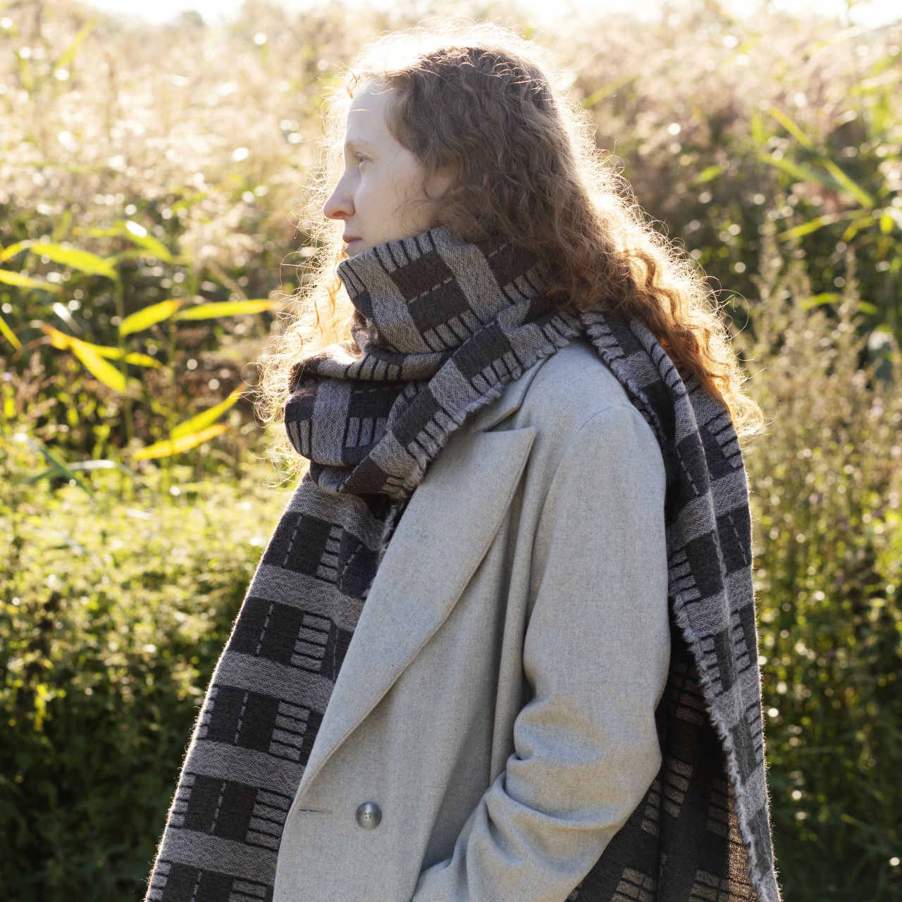 LAPUAN KANKURIT ストール TOOLO stole 70 × 220cm  white-brown-black