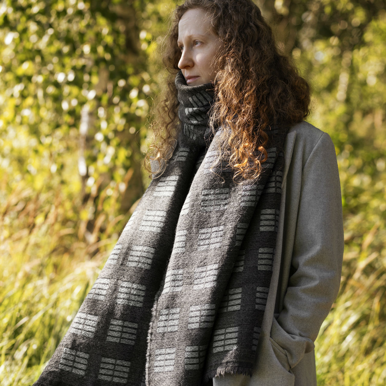 LAPUAN KANKURIT ストール TOOLO stole 70 × 220cm  white-brown-black