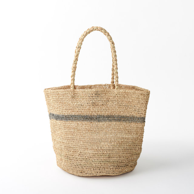Made in Mada ALICE STRIPE ラフィアバッグ NATURAL / GRAY