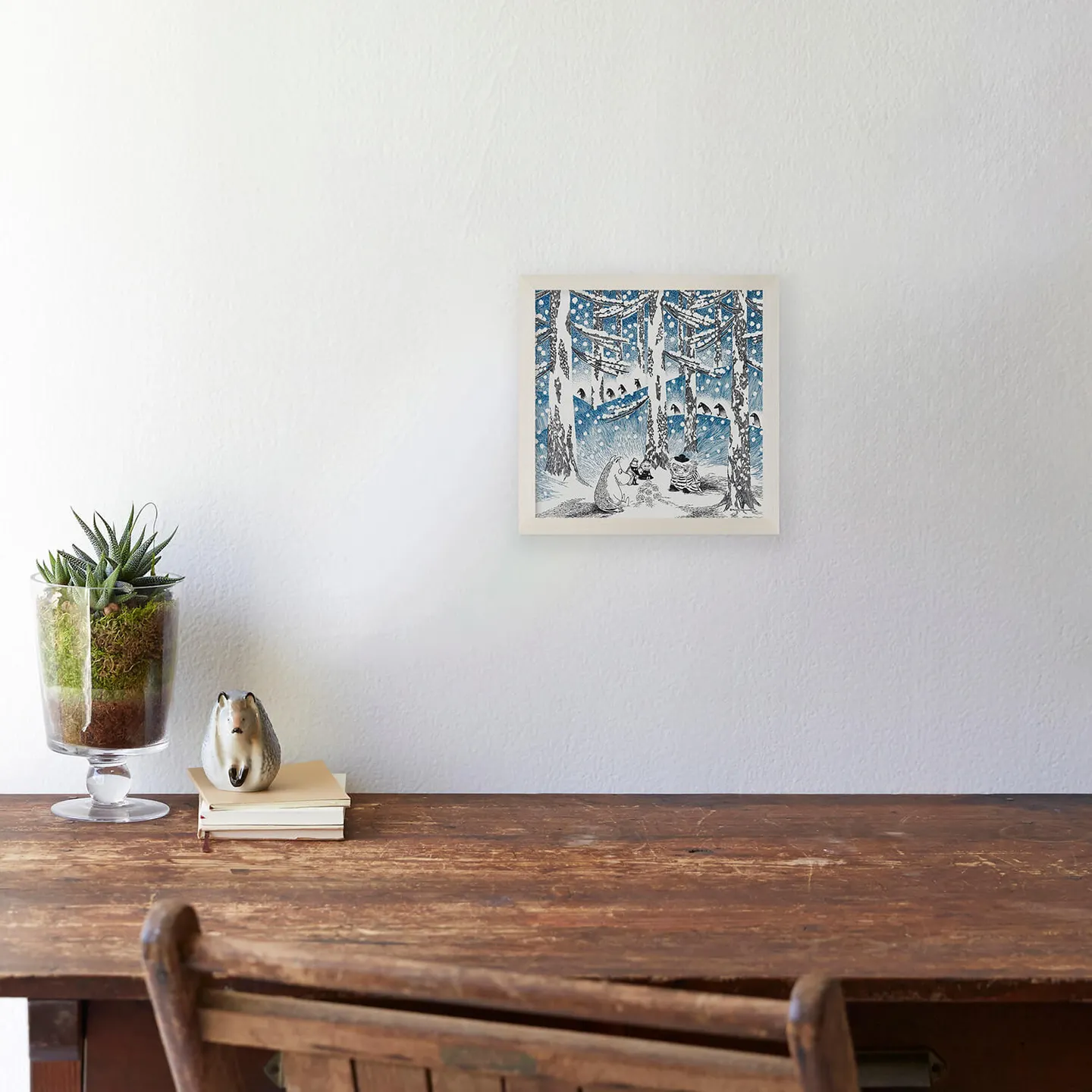 20×20cm MOOMIN TRIBUTE WORKS アートポスターセット ゆきだまの灯 アイボリーフレーム a good view