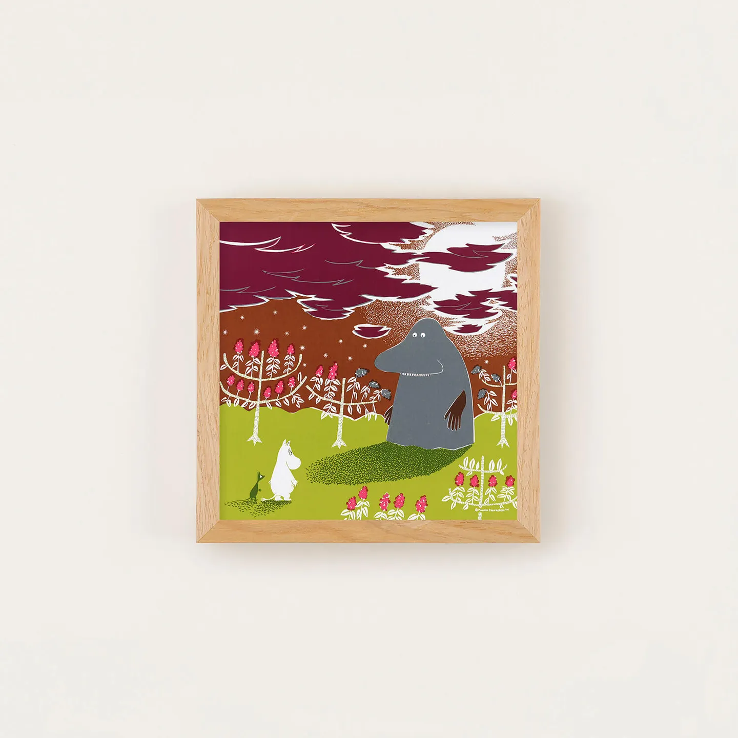 20×20cm MOOMIN TRIBUTE WORKS アートポスターセット モランとばったり ナチュラルフレーム a good view
