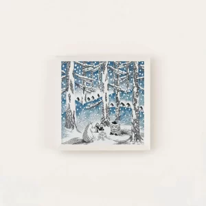 20×20cm MOOMIN TRIBUTE WORKS アートポスターセット ゆきだまの灯 アイボリーフレーム a good view