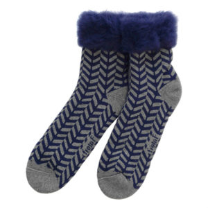 Lサイズ FROM F（フィンランド製モコモコソックス）herringbone ヘリンボーン ネイビー