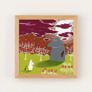 20×20cm MOOMIN TRIBUTE WORKS アートポスターセット モランとばったり ナチュラルフレーム a good view
