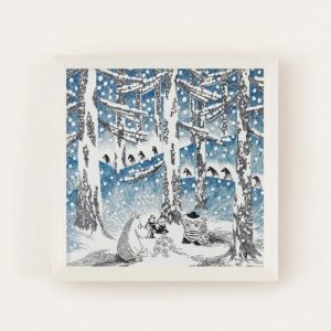 20×20cm MOOMIN TRIBUTE WORKS アートポスターセット ゆきだまの灯 アイボリーフレーム a good view