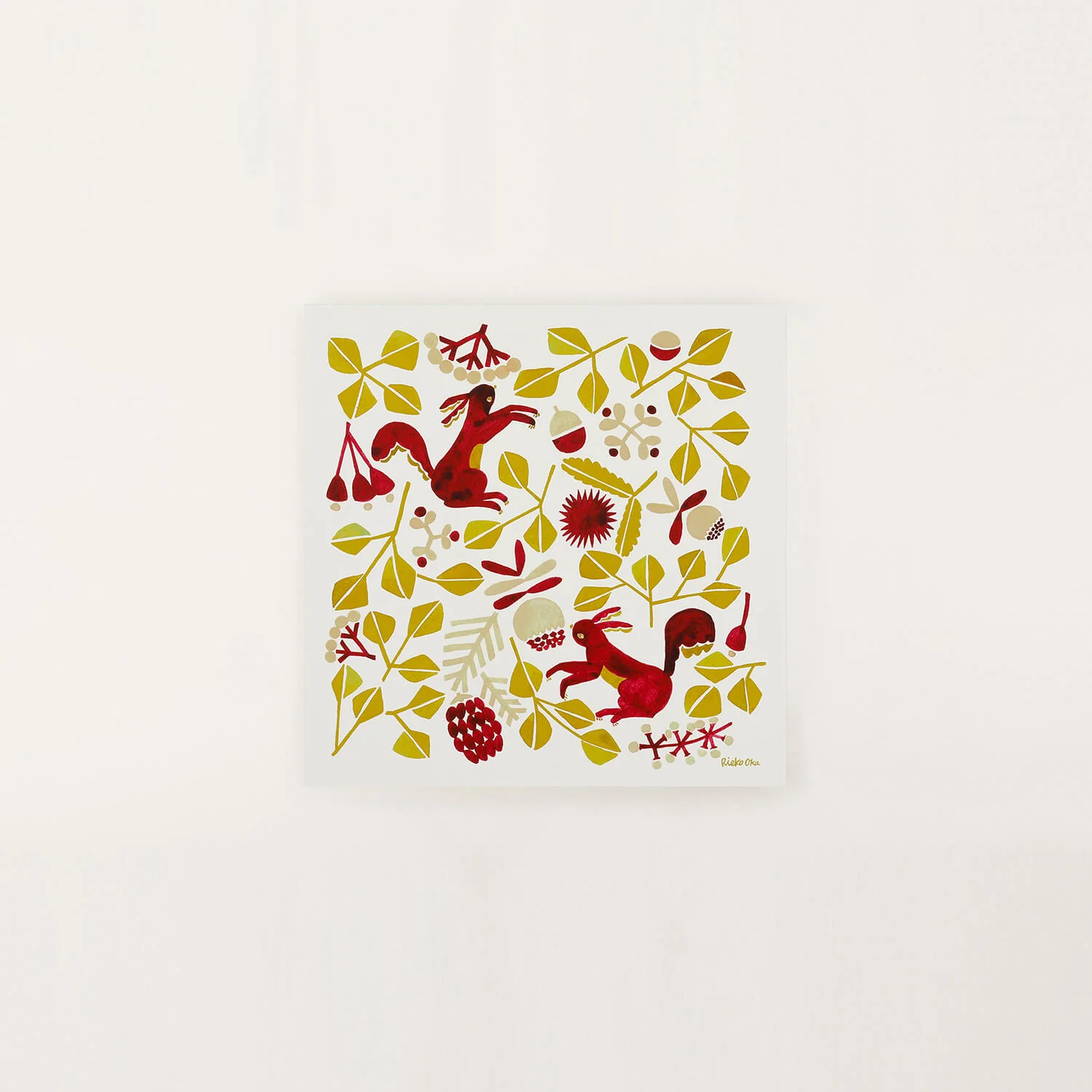 アートポスター 20×20cm The Forest of Squirrels（リスノモリ ）a good view