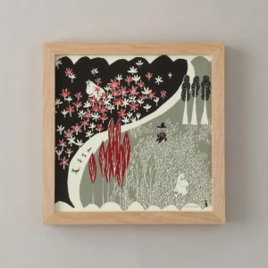 20×20cm a good view アートポスター ここにいるよ グレー フレームセット MOOMIN TRIBUTE WORKS 鈴木マサル