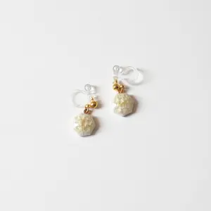 七窯社 美濃焼 アクセサリー イロとカタチの選べる吊りイヤリング/ピアス 貫入 7角 蜂蜜色