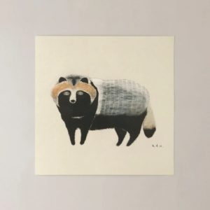 アートポスター 20×20cm タヌキ ado 渡辺真希子 a good view