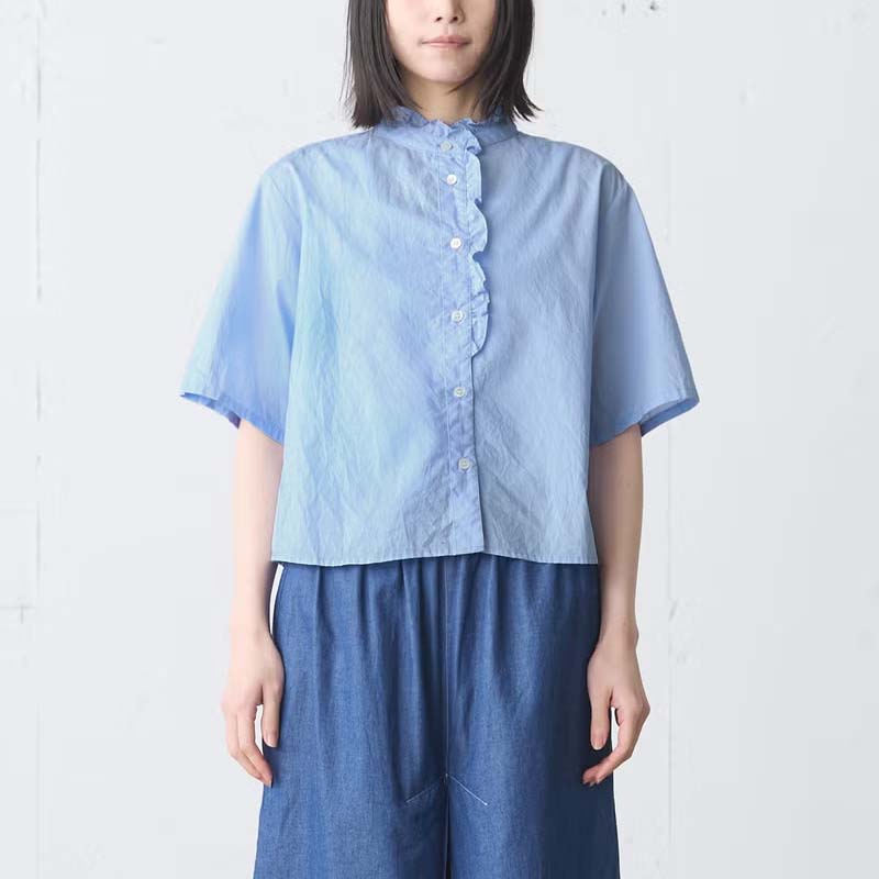 MidiUmi ハースリーブフロントハーフフリルシャツ
