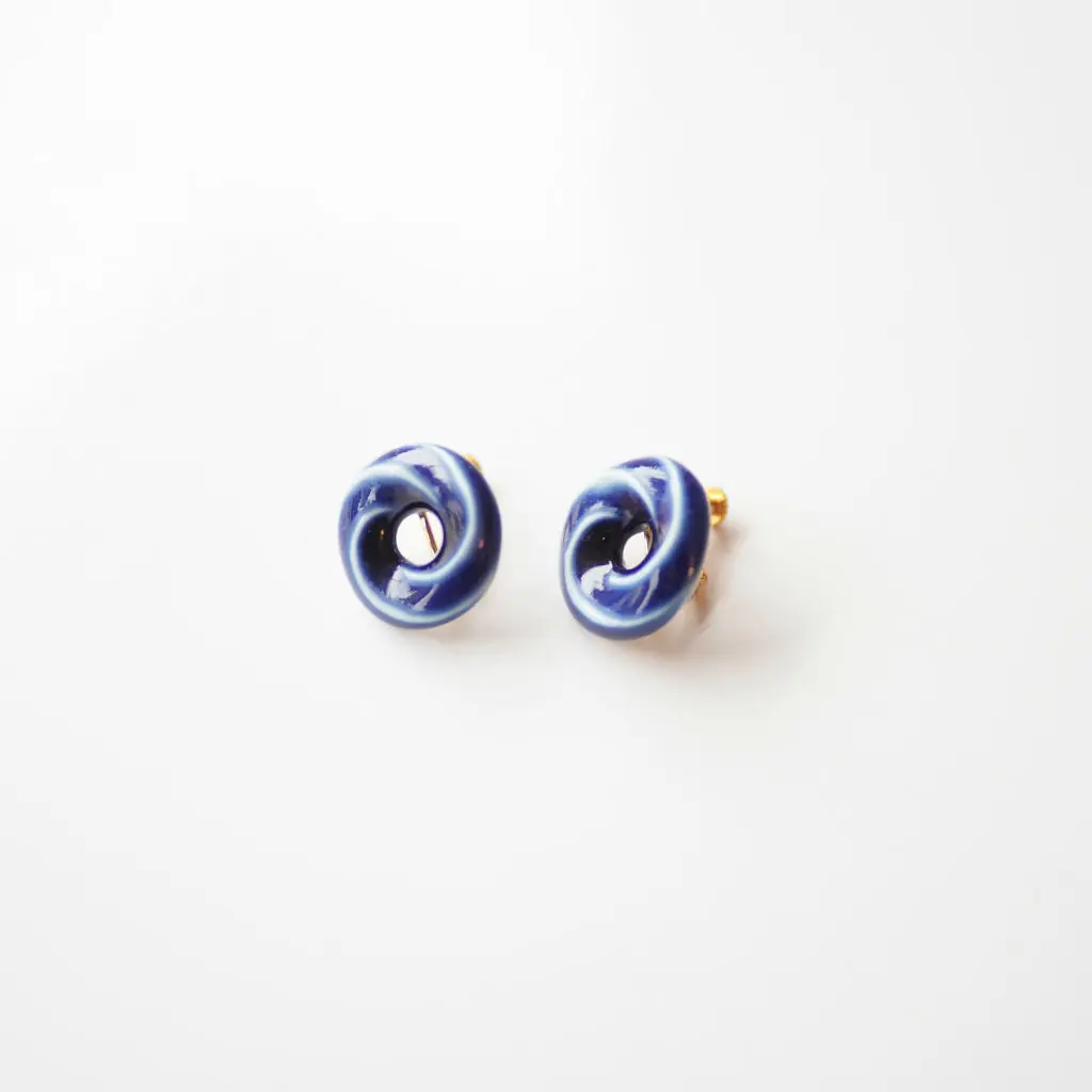 七窯社 美濃焼 アクセサリー くるり イヤリング / ピアス 藍