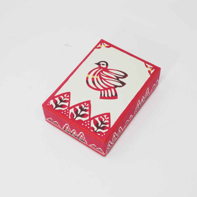桂樹舎 和紙はがき箱 木鳥 レッド